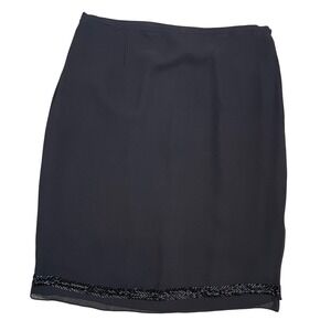 Brooks Brothers Black Silk‎ Beaded Sheath Skirt Size 10